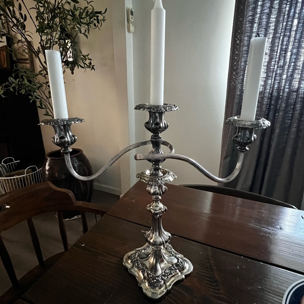 Vintage Apollo Silverplate 3-Arm Candelabra – Ornate Rococo Style
